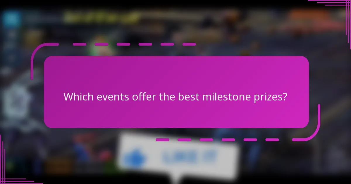 Which events offer the best milestone prizes?